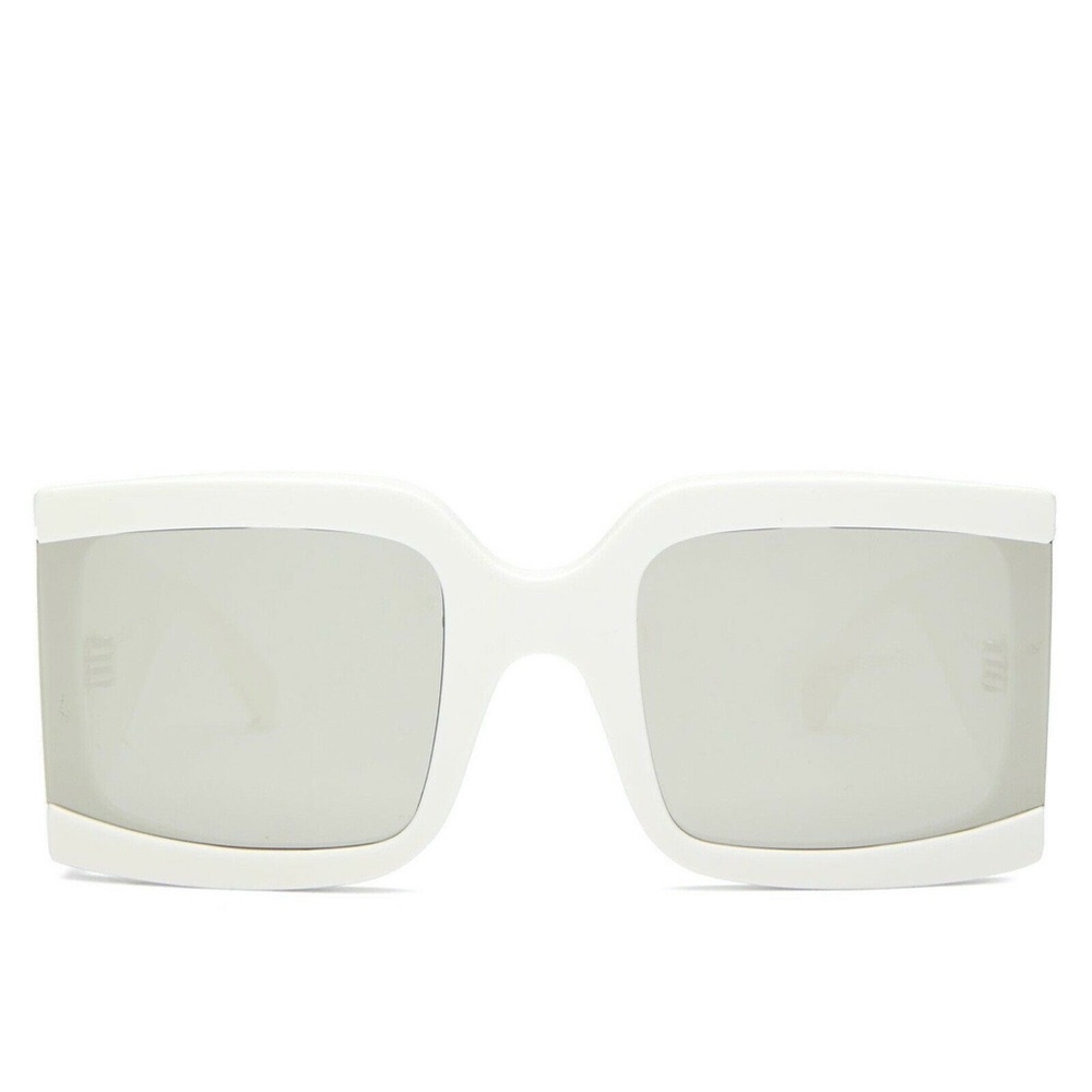 CELINE Oversized Square Acetate Sunglasses White Silver Mirror CL40084I - Picture 3 of 5